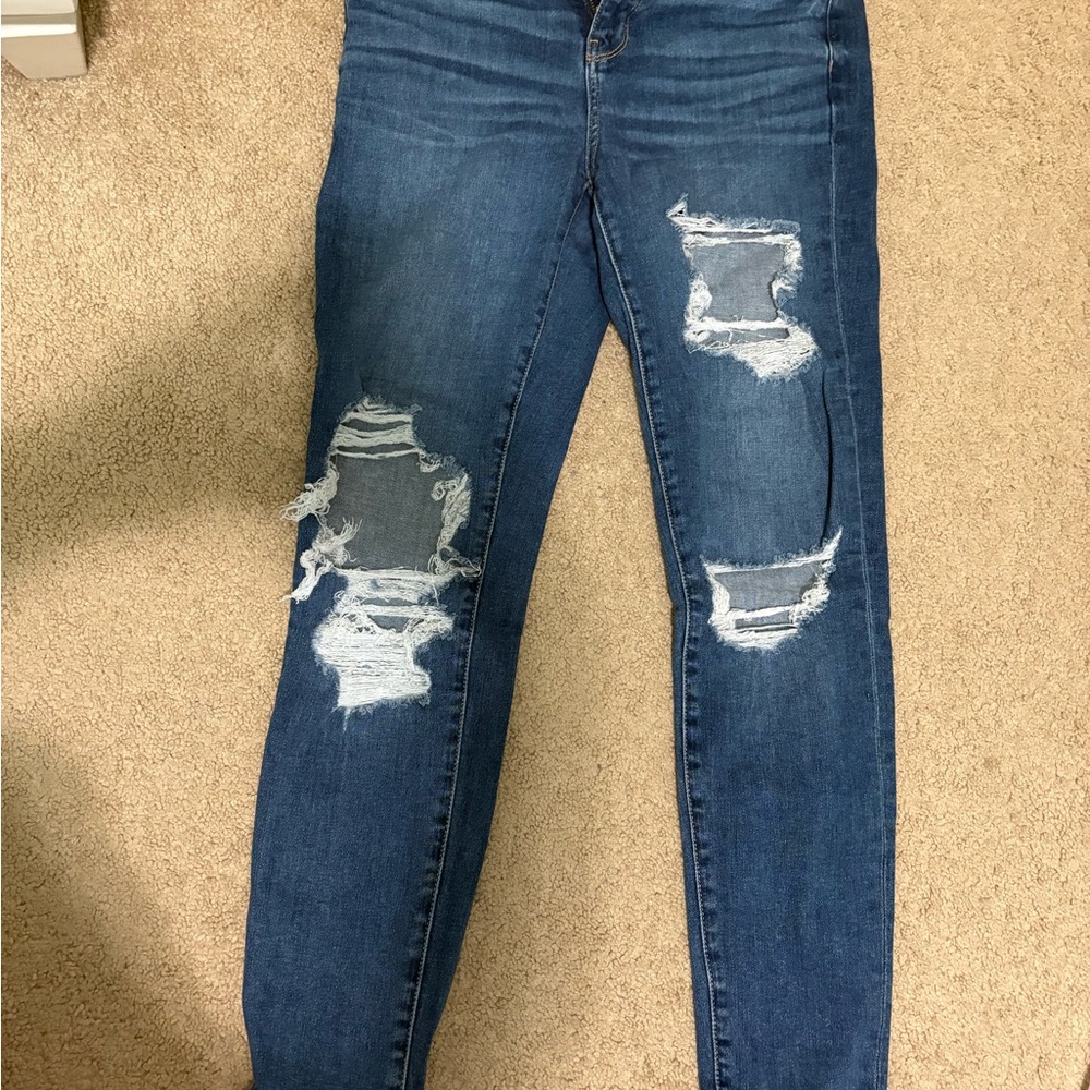 American Eagle Outfitters Ripped Blue Jeggings
